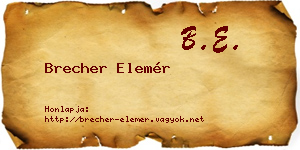 Brecher Elemér névjegykártya